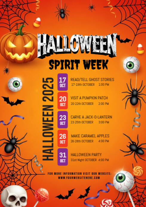 Red List-based Halloween Event Schedule A4 template