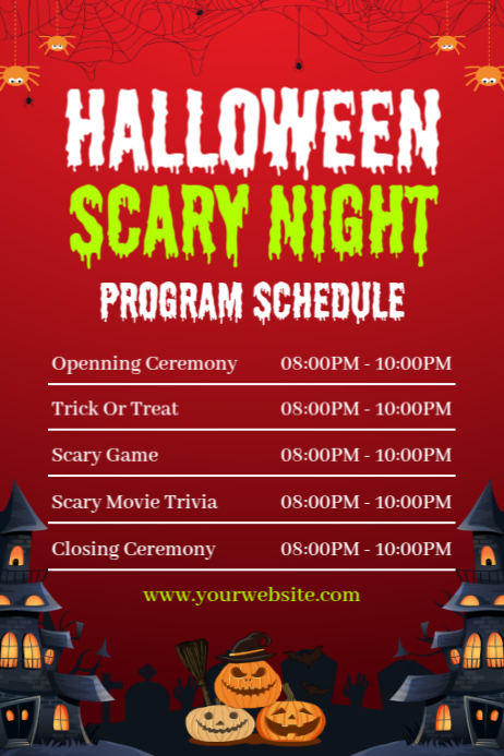 Red List-based Halloween Schedule Poster template