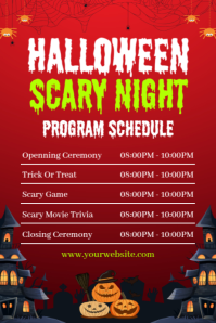 Red Halloween Event Schedule Poster Template