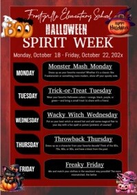 Red List-based Halloween Spirit Week A4 template