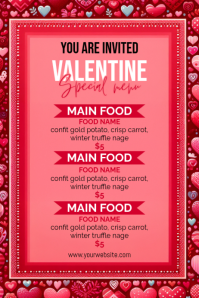 Red List-based Happy Valentine's Day Menu Poster template