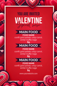 Red List-based Happy Valentine's Day Menu Poster template