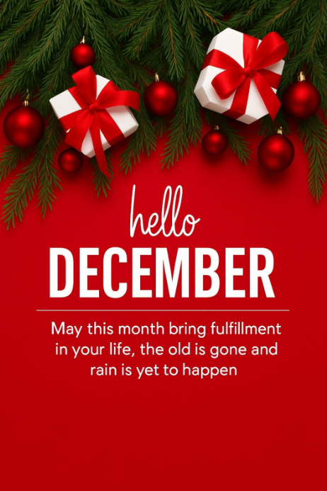 Red list-based hello december festive holiday wishes poster Template ...
