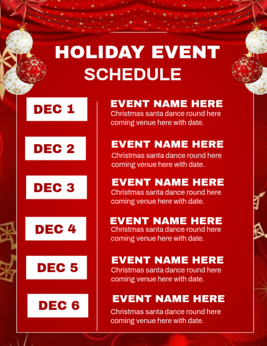 Copy Of Red List based Holiday Event Schedule Template Flyer us Letter copy-of-red-list-based-holiday-event-schedule-template-flyer-us-letter