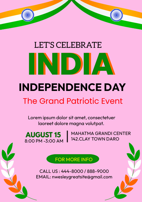Red List-based India Independence Day A4 template
