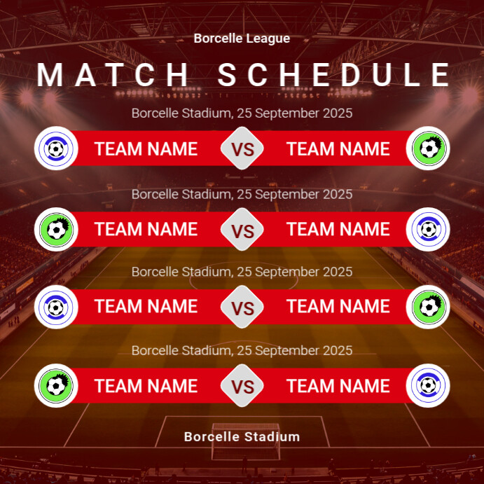 Red List-based Match Schedule Instagram Post template