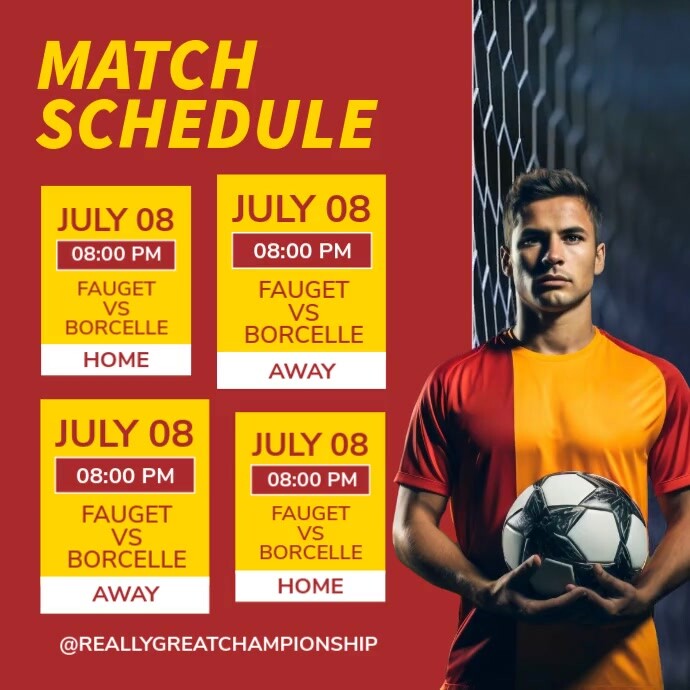 Red List-based Match Schedule Instagram Post template
