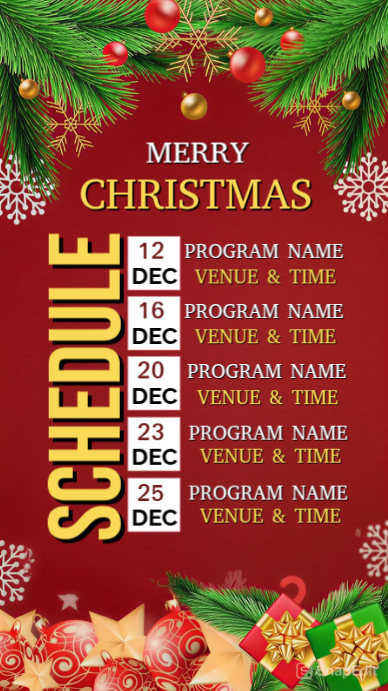 Red List-based Merry Christmas Events Flyer Instagram Story template