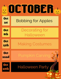 Red List-based October Planner Flyer (us Letter) template