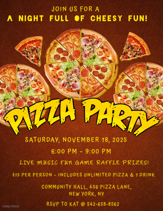 Red List-based Pizza Party Flyer (us Letter) template