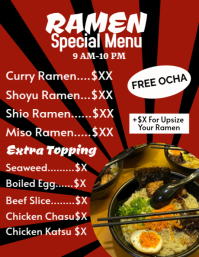 Red List-based Ramen Menu Flyer template