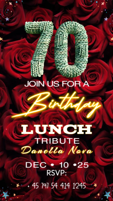 Red List-based Red Roses Woman Birthday Invitation Digital Display (9: ...