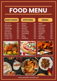 Red List-based Restaurant Food Menu Template A2