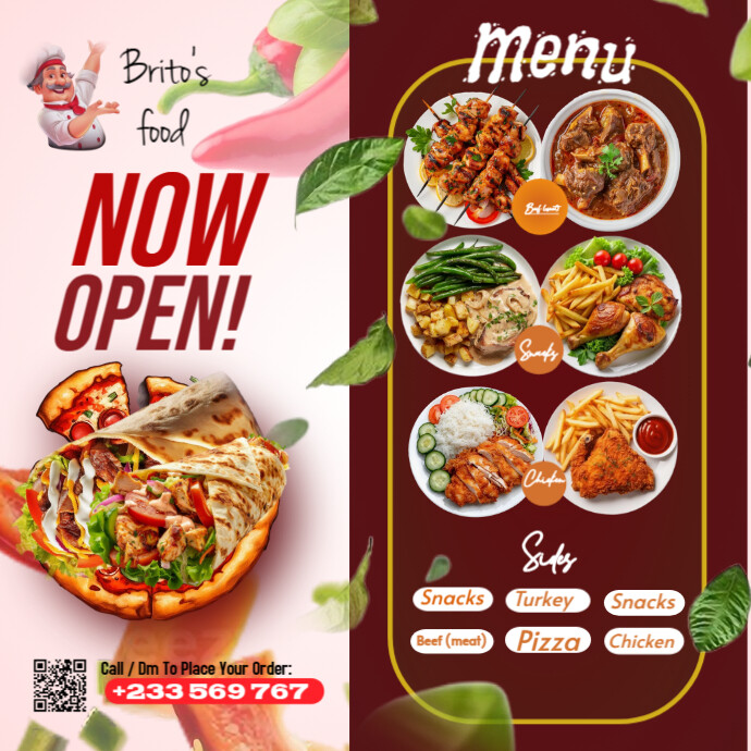 Red List-based Restaurant Menu  Logo template