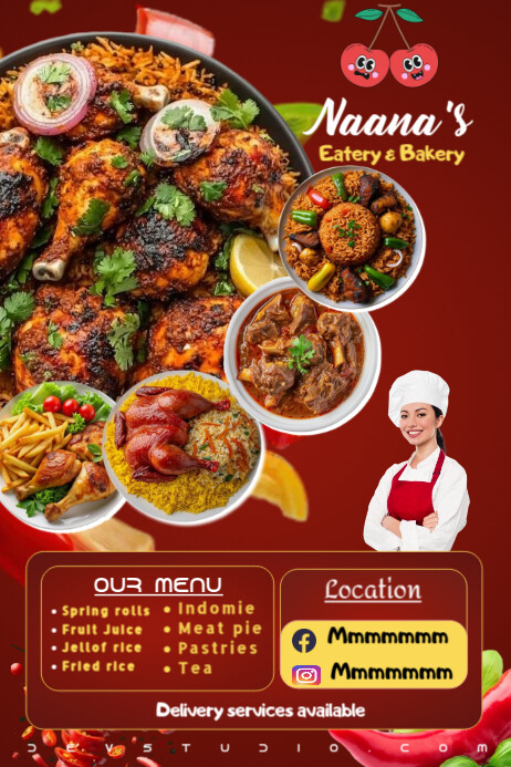 Red List-based Restaurant Menu Poster Template | PosterMyWall