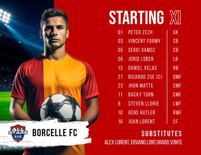 Red List-based Starting Line Up Flyer (us Letter) template