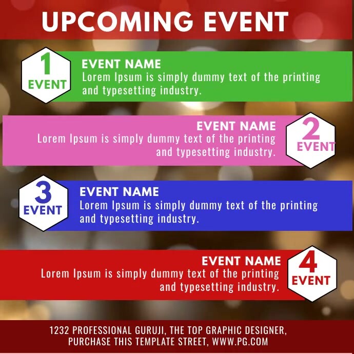 Red List-based Upcoming Event Schedule  Squar Quadrado (1:1) template