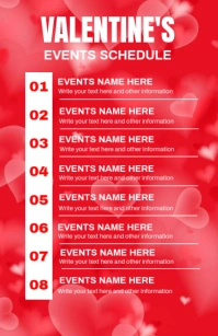Red List-based Valentine's Day Event Schedule Tabloid template