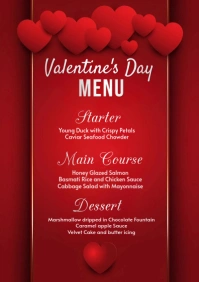 Red List-based Valentine's Day Menu  A4 template