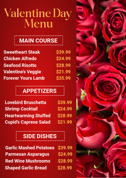 Red Listbased Valentine's Day Menu A4 Template PosterMyWall Red Listbased Valentine's Day Menu A4 Template PosterMyWall