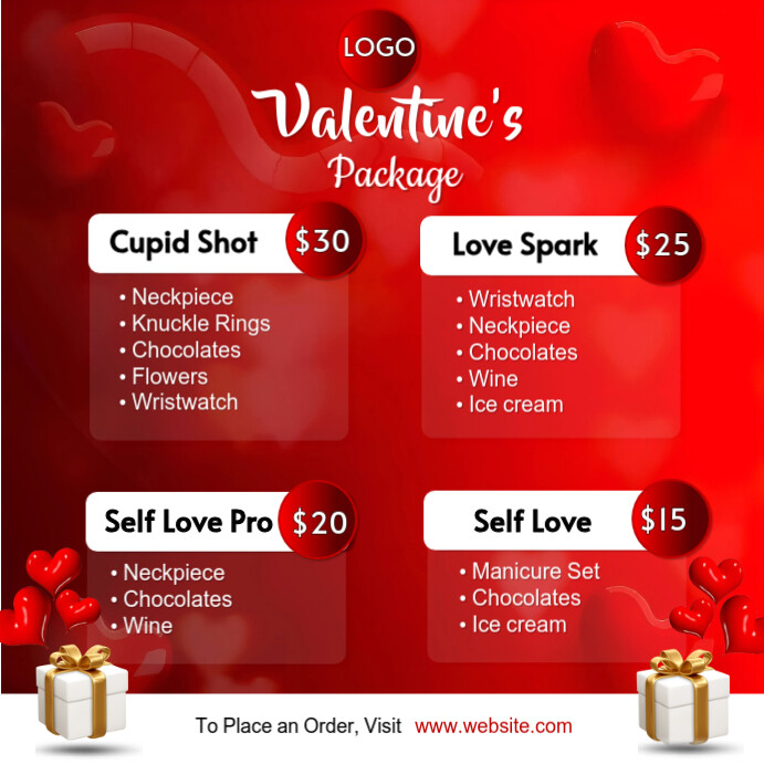 Red List-based Valentine's Day Special Packages  Instagram Post template
