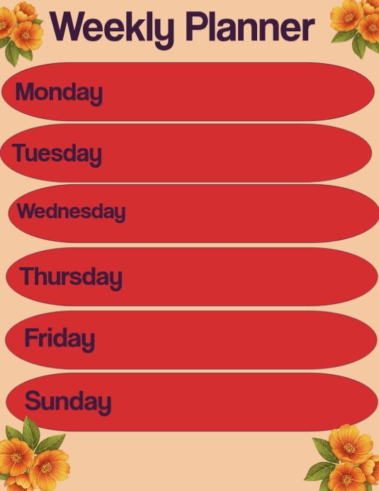 Red List-based Weekly Planner Flyer Template | PosterMyWall