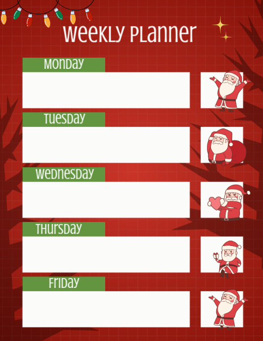 Red List-based Weekly Schedule Flyer (us Letter) Iflaya (Incwadi ye-US) template