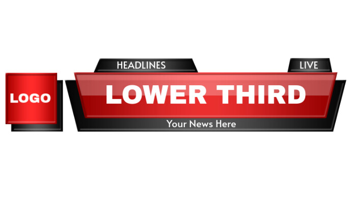 Red Lower Third Title Frame Label Banner Digital Display (16:9) template