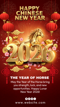 Red Lunar New Year 2026 Instagram Story template