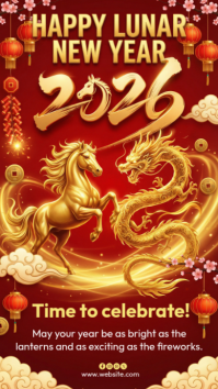 Red Lunar New Year Celebration Instagram Story template