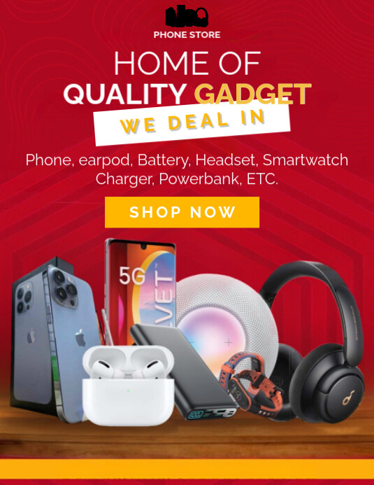 Red Maksimalis Quality Gadget Pamflet (letter As) Ulotka (US Letter) template