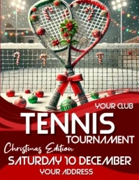 Red Massimalista Tennis Padel Christmas Volantino (us Letter) template