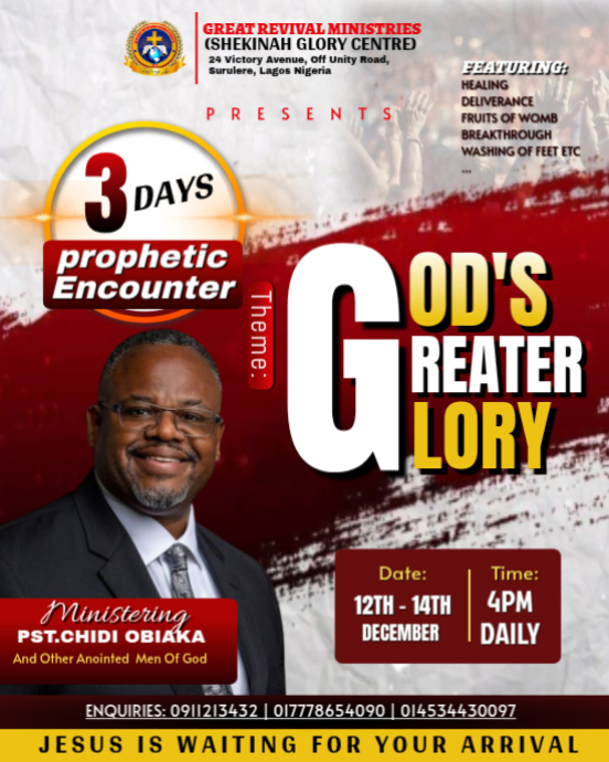 Red Maximalist 3 Days Prophetic Encounter Instagram Portrait Template ...