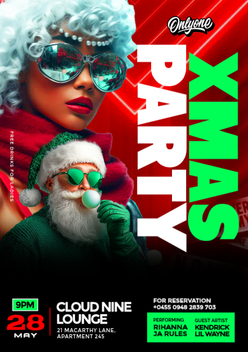 Red Maximalist 3D Christmas Party Flyer A4 Template | PosterMyWall