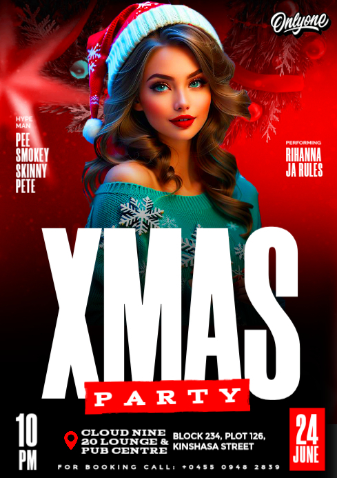 Plantilla de Red Maximalist 3D Christmas Party Flyer for Print A4 ...