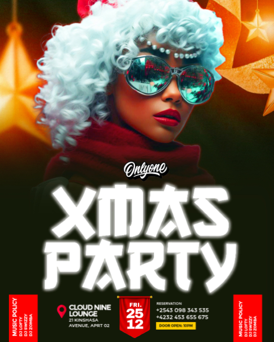 Red Maximalist 3d Christmas Party Flyer For Social Media Template ...