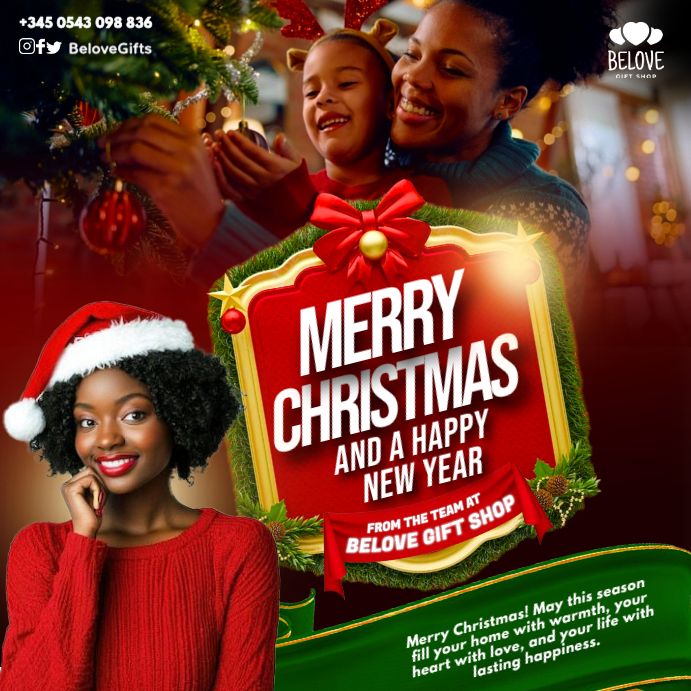 Plantilla de Red Maximalist 3d Merry Christmas And Happy New Year Flyer ...