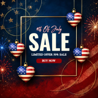 Red 4th of July Sale Square Template