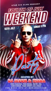 Red Maximalist 4th Of July Weekend Party Flyer Facebook Story template