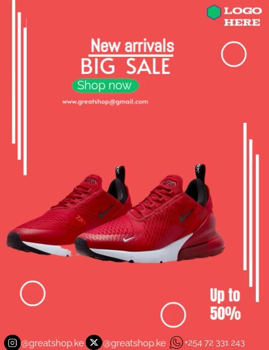Red Maximalist A Shoe Sale   Flyer (us Letter) Pamflet (Letter AS) template