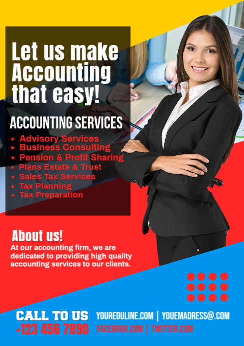 Red Maximalist Accounting And Bookkeeping Services Flyer A5 Template ...