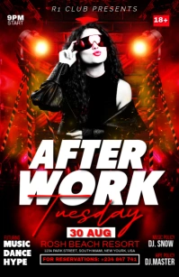 Red Maximalist After Work Party Flyer Half Page Wide Halbe Seite breit template
