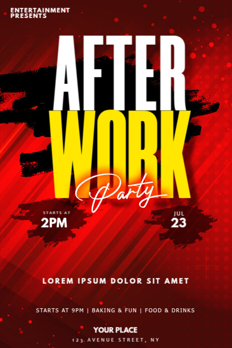 Red Maximalist After Work  Poster Cartaz template