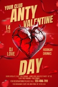 Red Maximalist Anty Valentine Day Banner 4' × 6' template