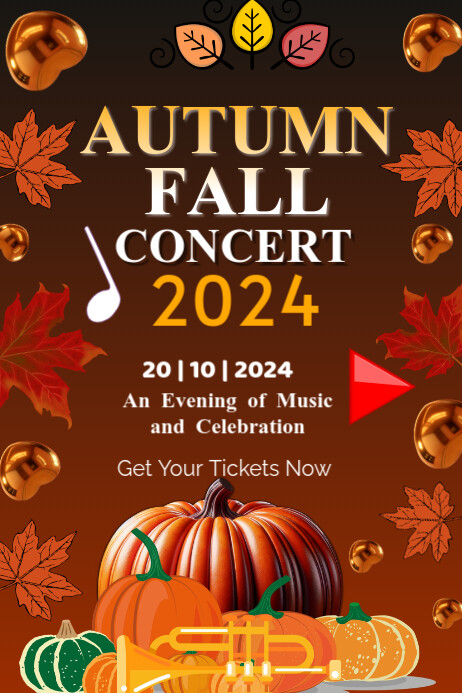 Fall Cancer Poster Red Maximalist Autumn Fall Concert Poster Template | PosterMyWall
