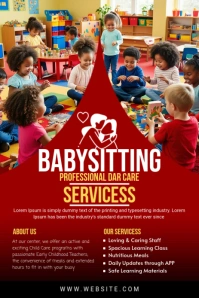 Red Maximalist Babysitting Flyers Pinterest Graphic template