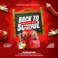 Red Maximalist Back To School Instagram Post Instagram-opslag template