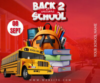 Red Maximalist Back To School Large Rectangle template