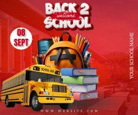 Red Maximalist Back To School Large Rectangle template
