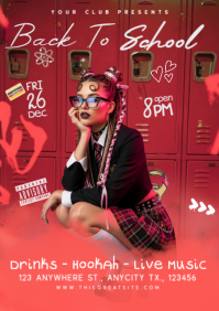Red Maximalist Back To School Party Event A4 template